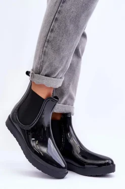 Damskie Botki Kalosze Czarne Deila