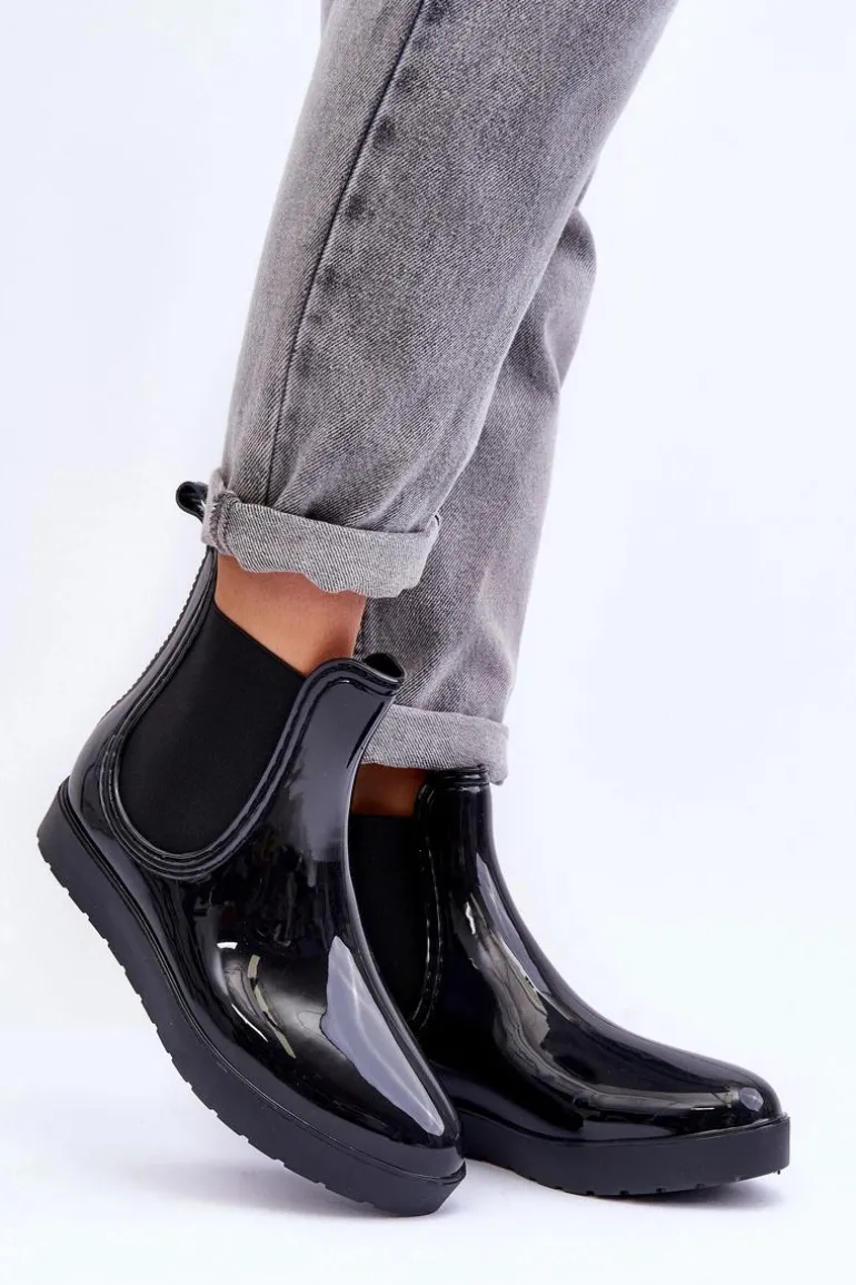 Damskie Botki Kalosze Czarne Deila