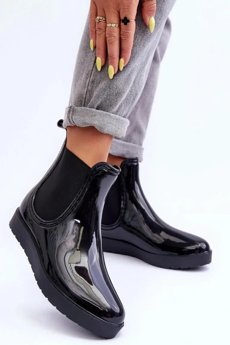 Damskie Botki Kalosze Czarne Deila