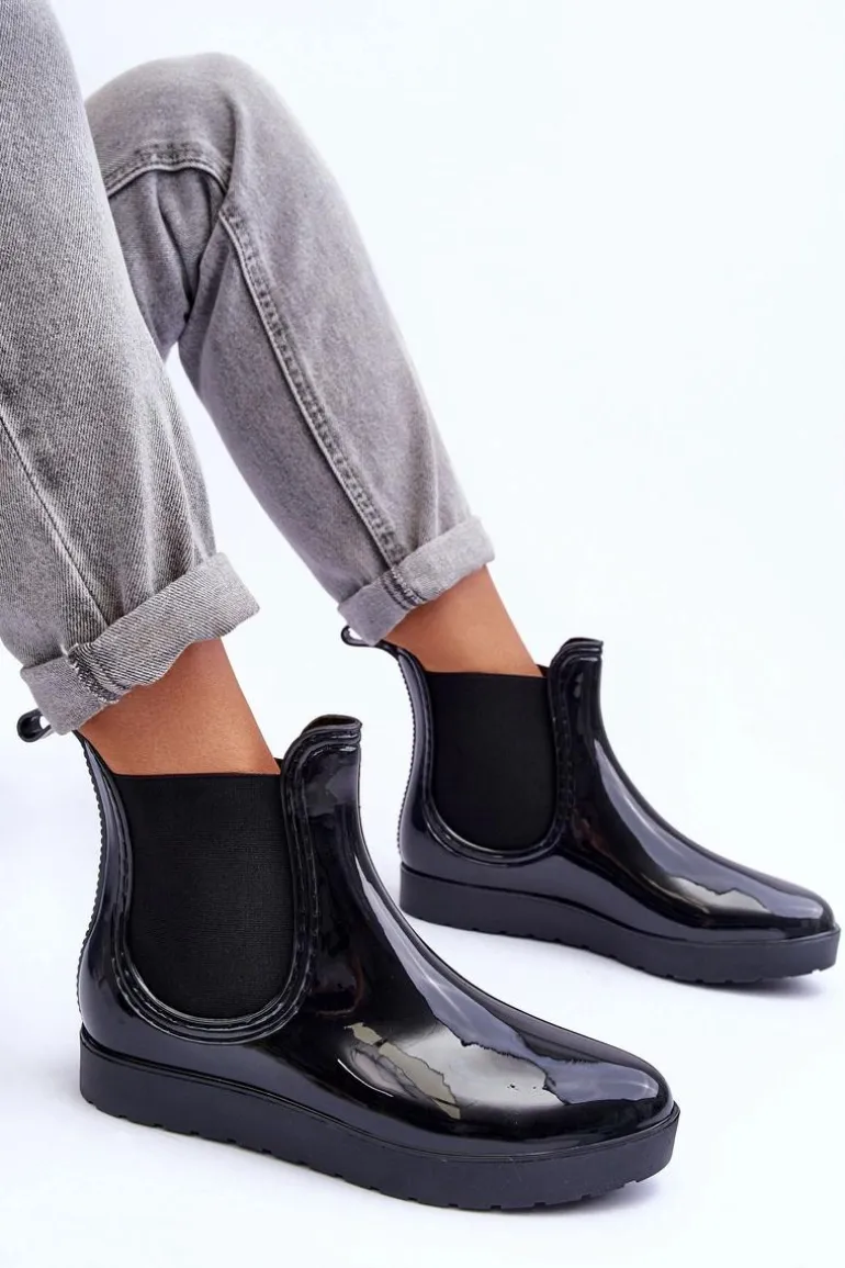 Damskie Botki Kalosze Czarne Deila