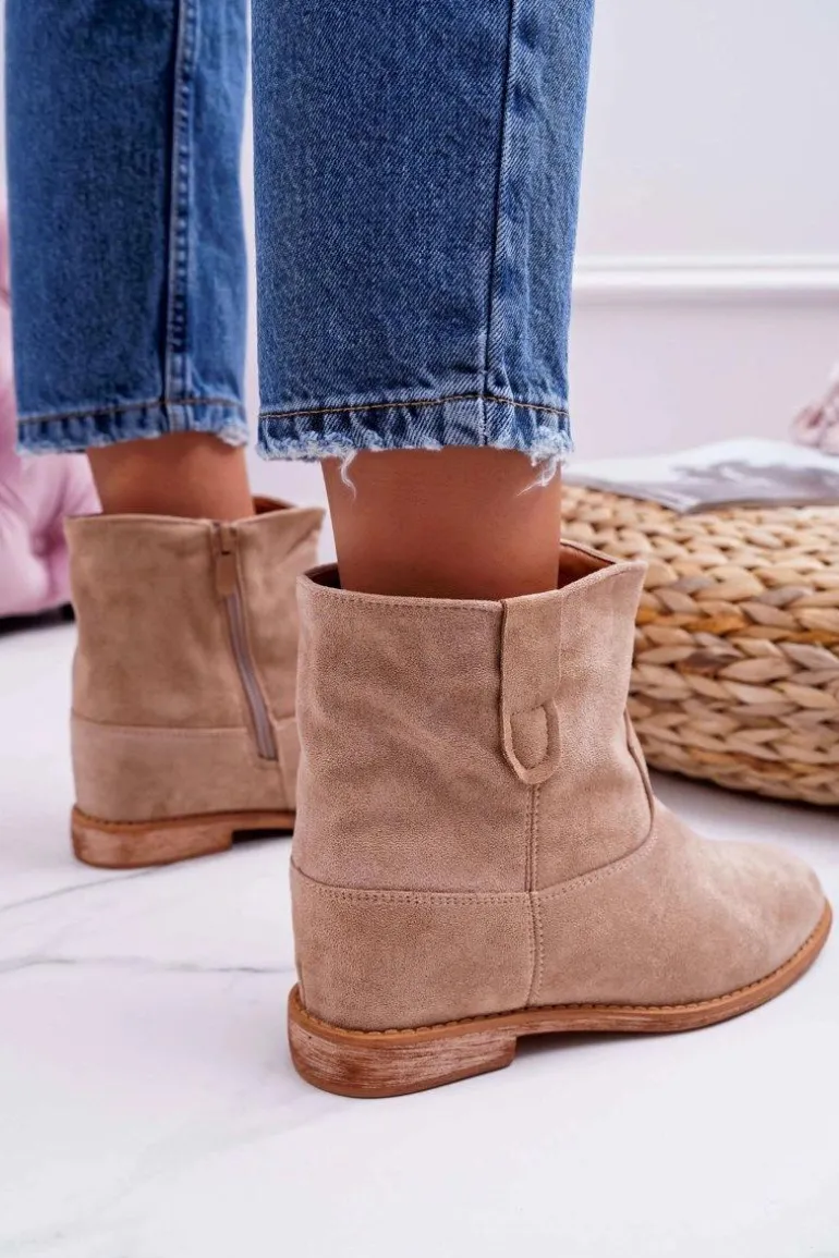 Damskie Botki Na Koturnie Beżowe Evana