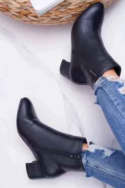 Damskie Botki Na Obcasie Ocieplane Czarne Fiorelli