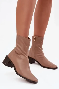 Damskie Botki Na Obcasie Vinceza 23-10791 Beżowe