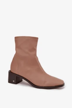 Damskie Botki Na Obcasie Vinceza 23-10791 Beżowe