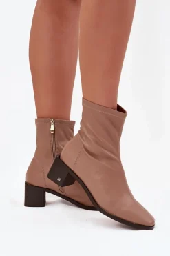 Damskie Botki Na Obcasie Vinceza 23-10791 Beżowe