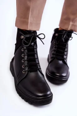 Damskie Botki Na Platformie Czarne Kristin