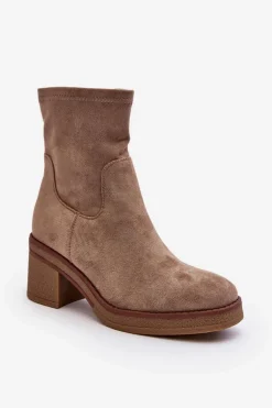 Damskie Botki Na Słupku Beżowe Argastis