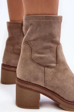 Damskie Botki Na Słupku Beżowe Argastis