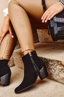 Damskie Botki Na Słupku Big Star Czarne GG274362