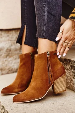 Damskie Botki Na Słupku Big Star Camel GG274364