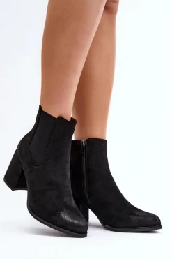 Damskie Botki Na Słupku Czarne Arianti