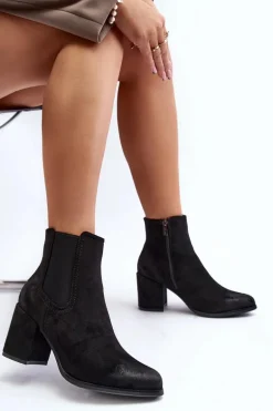 Damskie Botki Na Słupku Czarne Arianti