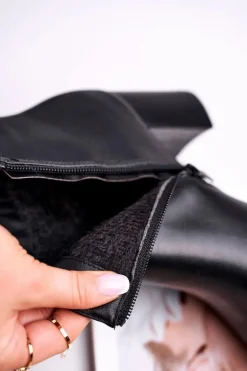 Damskie Botki Na Słupku Czarne Gun