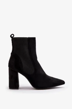 Damskie Botki Na Słupku Czarne Tapara