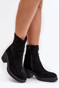 Damskie Botki Na Słupku Czarne Argastis