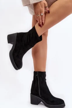 Damskie Botki Na Słupku Czarne Argastis