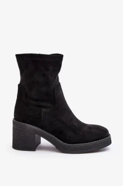 Damskie Botki Na Słupku Czarne Argastis