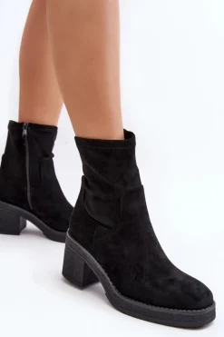 Damskie Botki Na Słupku Czarne Argastis