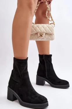 Damskie Botki Na Słupku Czarne Argastis