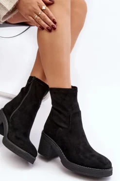 Damskie Botki Na Słupku Czarne Argastis