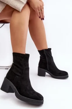 Damskie Botki Na Słupku Czarne Argastis