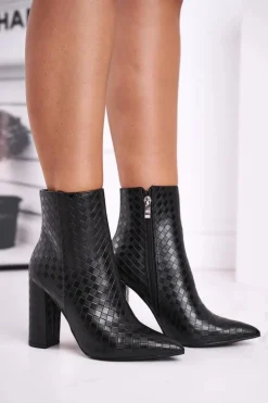 Damskie Botki Na Słupku Czarne Prudence