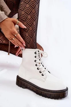 Damskie Botki Na Suwak Big Star KK274536 Białe