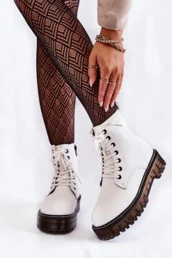 Damskie Botki Na Suwak Big Star KK274536 Białe