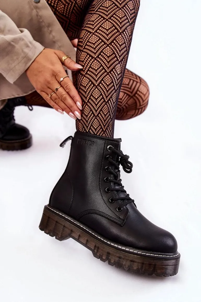 Damskie Botki Na Suwak Big Star KK274537 Czarne