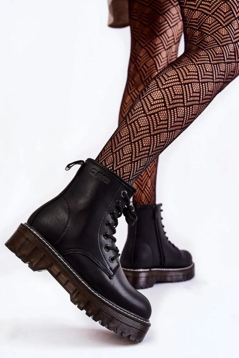 Damskie Botki Na Suwak Big Star KK274537 Czarne