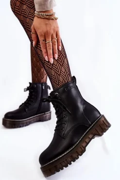 Damskie Botki Na Suwak Big Star KK274537 Czarne