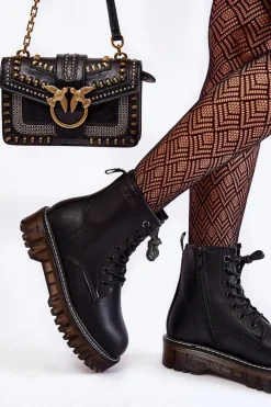 Damskie Botki Na Suwak Big Star KK274537 Czarne