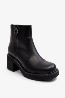 Damskie Botki Na Suwak Czarne Romella
