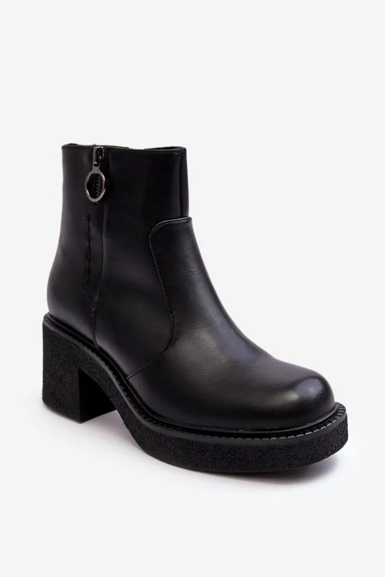 Damskie Botki Na Suwak Czarne Romella