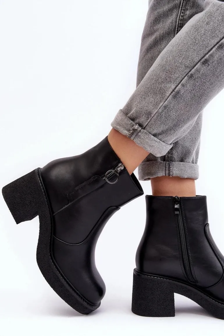 Damskie Botki Na Suwak Czarne Romella