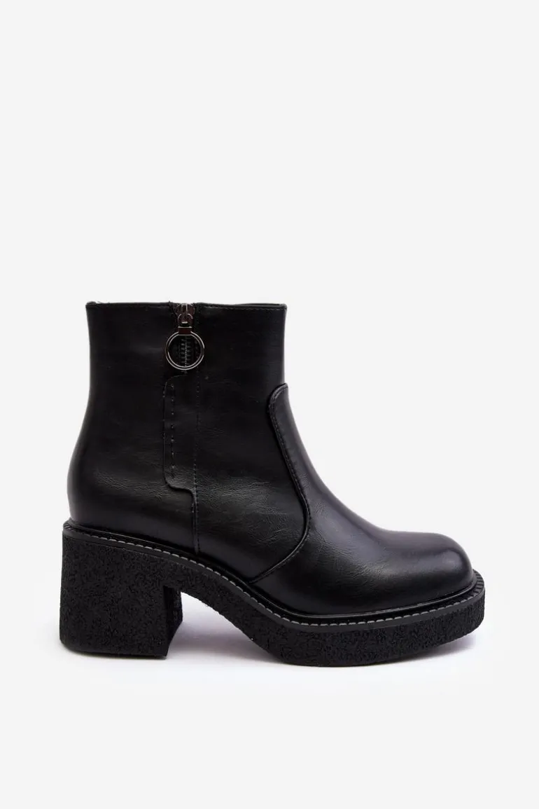 Damskie Botki Na Suwak Czarne Romella