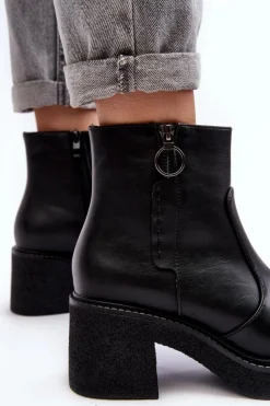 Damskie Botki Na Suwak Czarne Romella