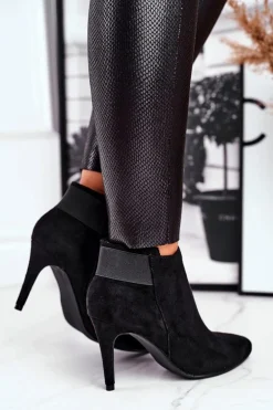 Damskie Botki Na Szpilce Czarne Office