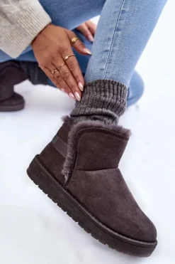 Damskie Botki Śniegowce Big Star KK274623 Szare