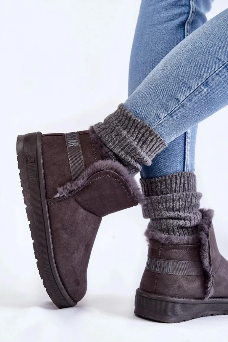 Damskie Botki Śniegowce Big Star KK274623 Szare