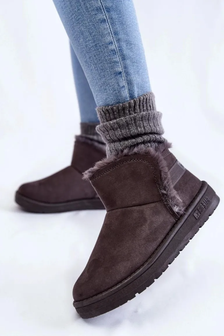 Damskie Botki Śniegowce Big Star KK274623 Szare