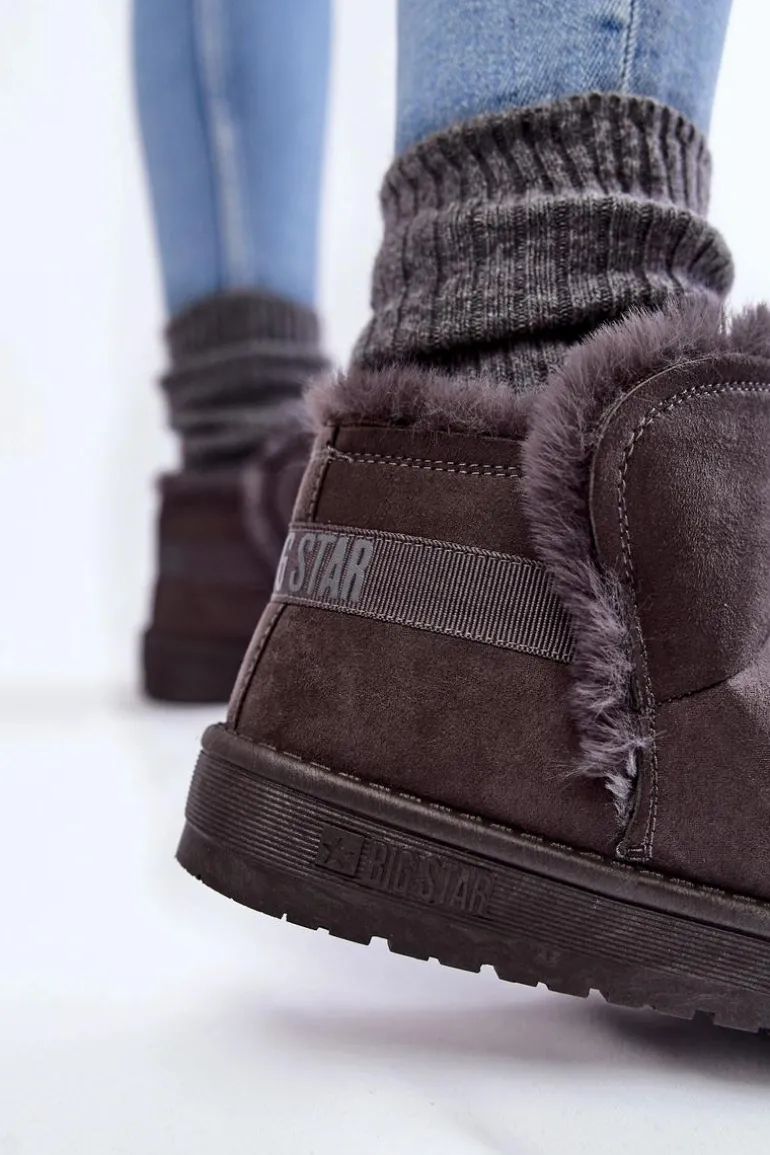 Damskie Botki Śniegowce Big Star KK274623 Szare