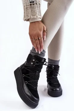 Damskie Botki Śniegowce La.Fi 280072B-QN Czarne