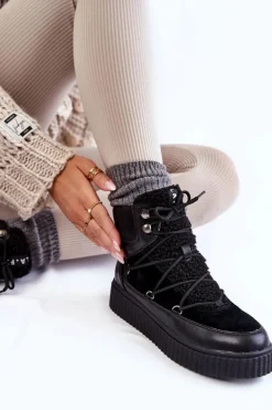 Damskie Botki Śniegowce La.Fi 280072B-QN Czarne