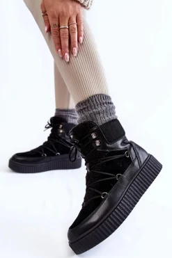 Damskie Botki Śniegowce La.Fi 280072B-QN Czarne