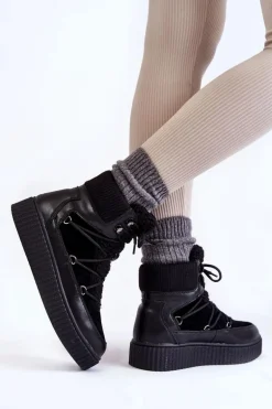 Damskie Botki Śniegowce La.Fi 280072B-QN Czarne