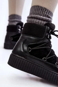 Damskie Botki Śniegowce La.Fi 280072B-QN Czarne