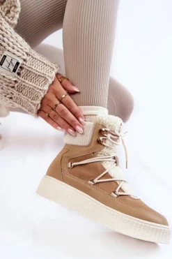 Damskie Botki Śniegowce La.Fi 280072TA-QN Beżowe