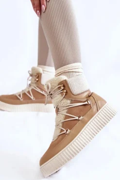 Damskie Botki Śniegowce La.Fi 280072TA-QN Beżowe