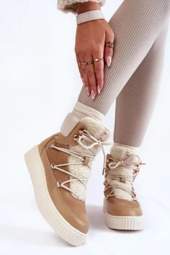 Damskie Botki Śniegowce La.Fi 280072TA-QN Beżowe